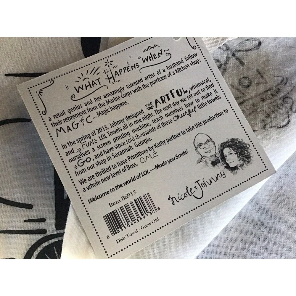 Primatives By Kathy Flour Sack Dish Towel Funny Saying Friendship Marriage NWT